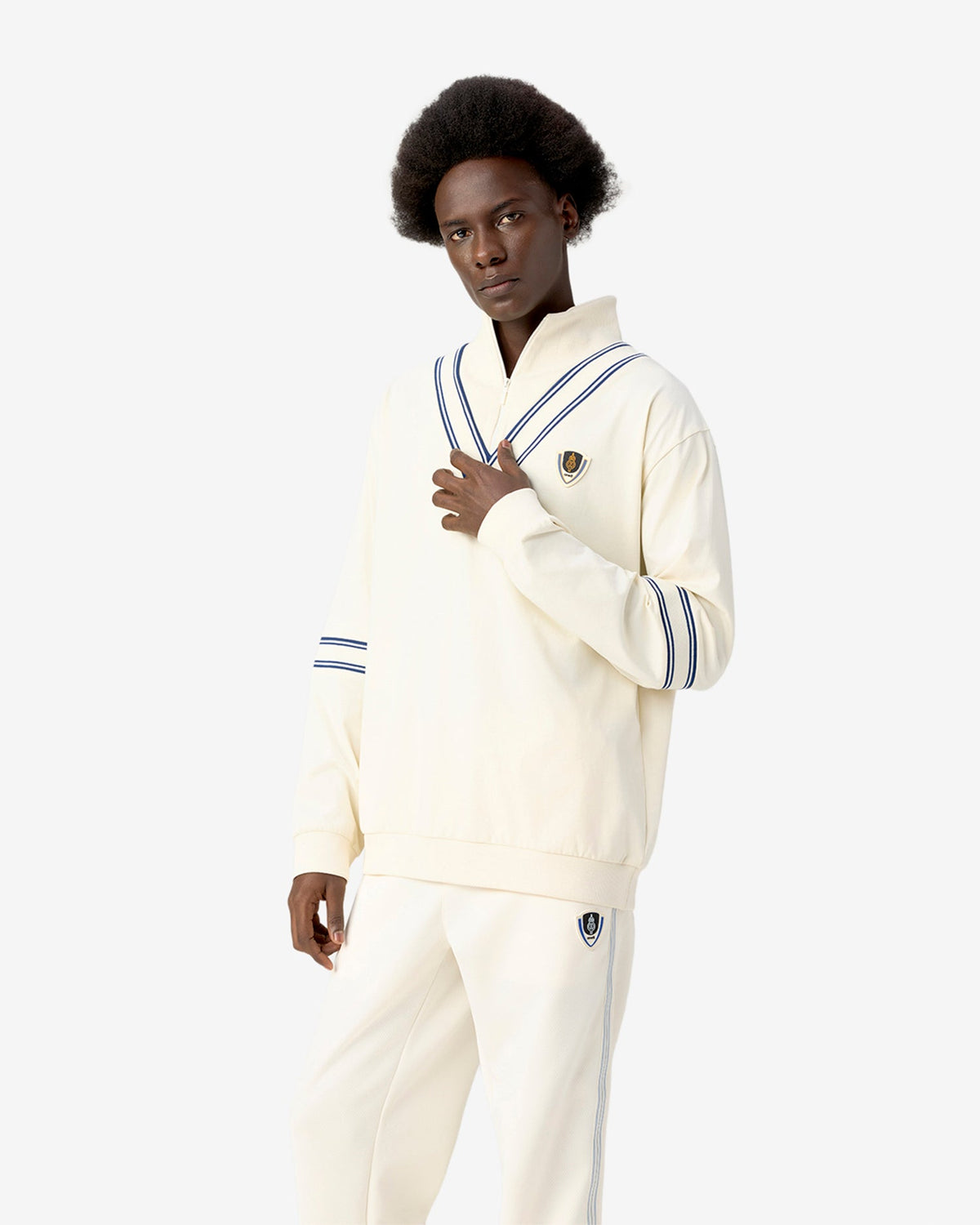Cricket Ribbed Collar Sweatshirt - White