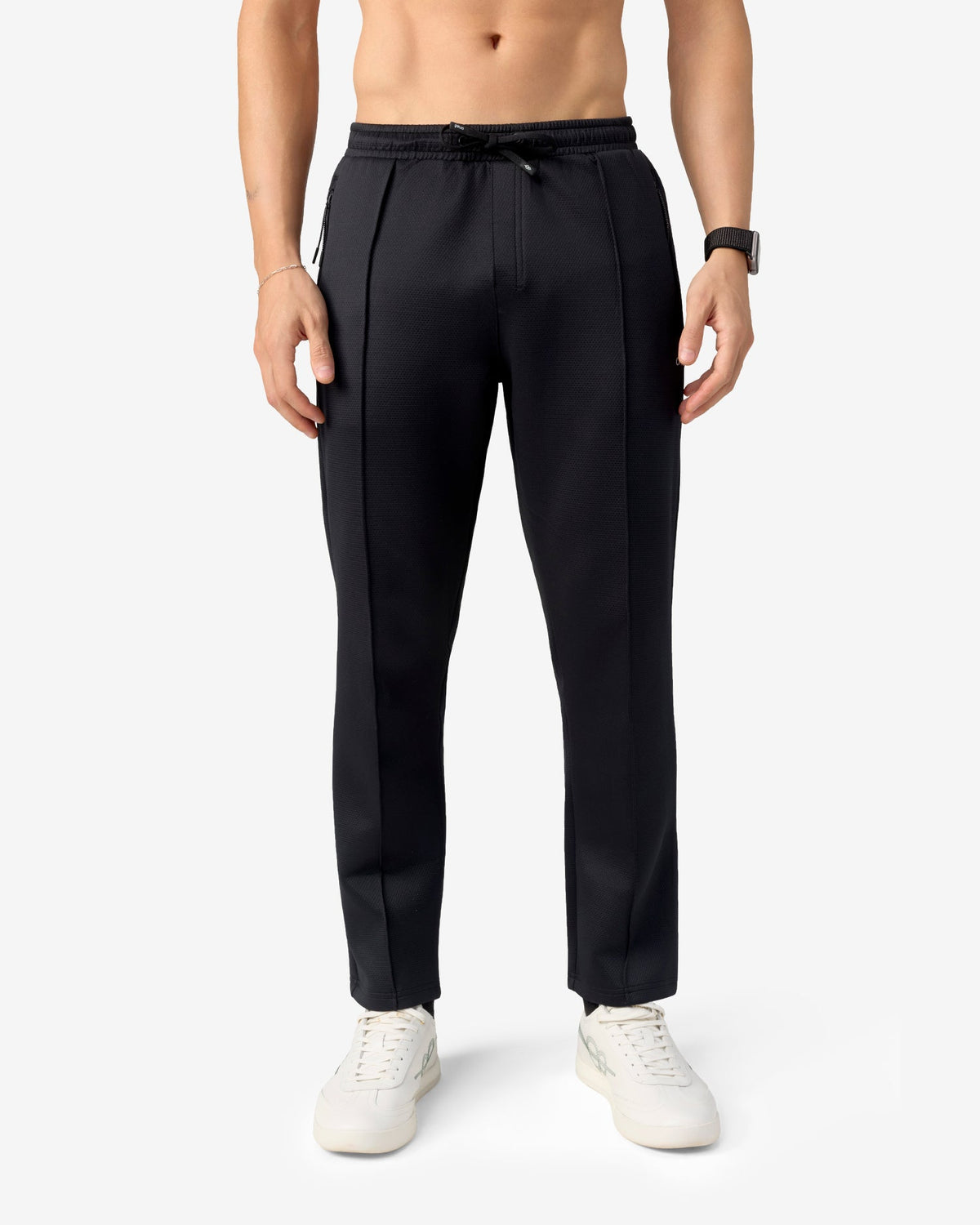 Pin Tuck Track Pants - Black