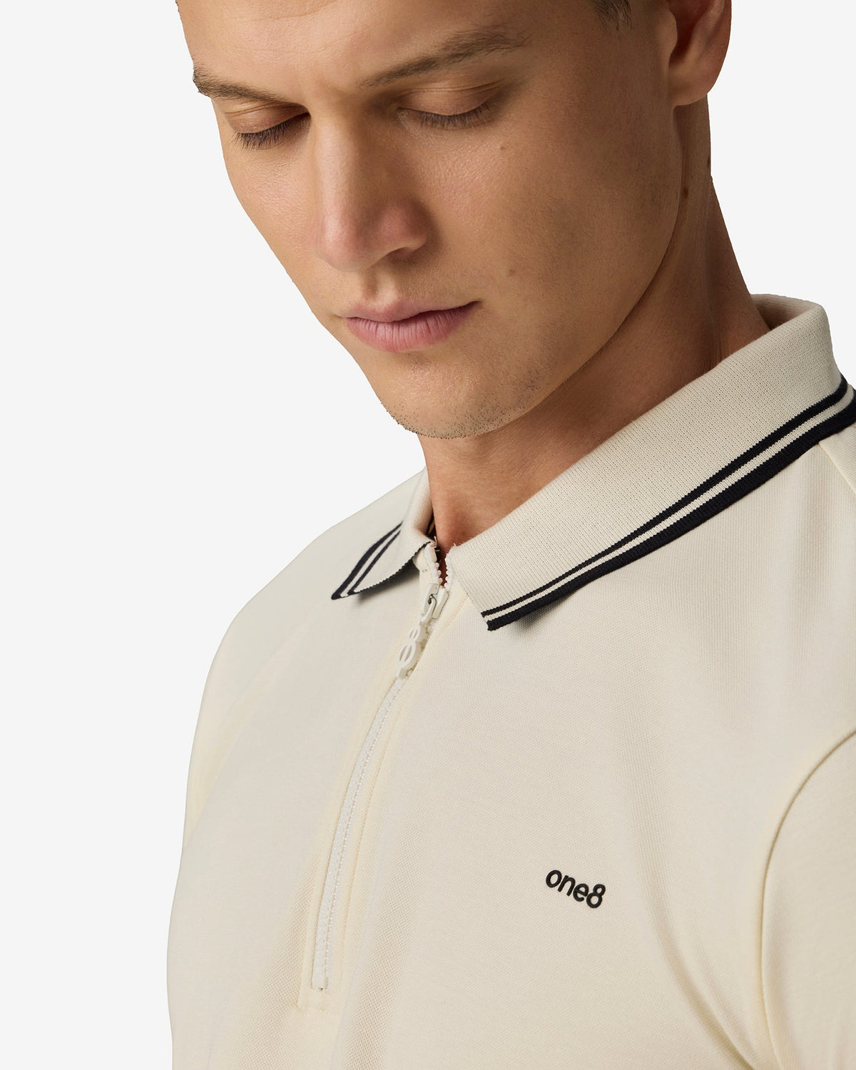 Half Zip Athletic Polo - White