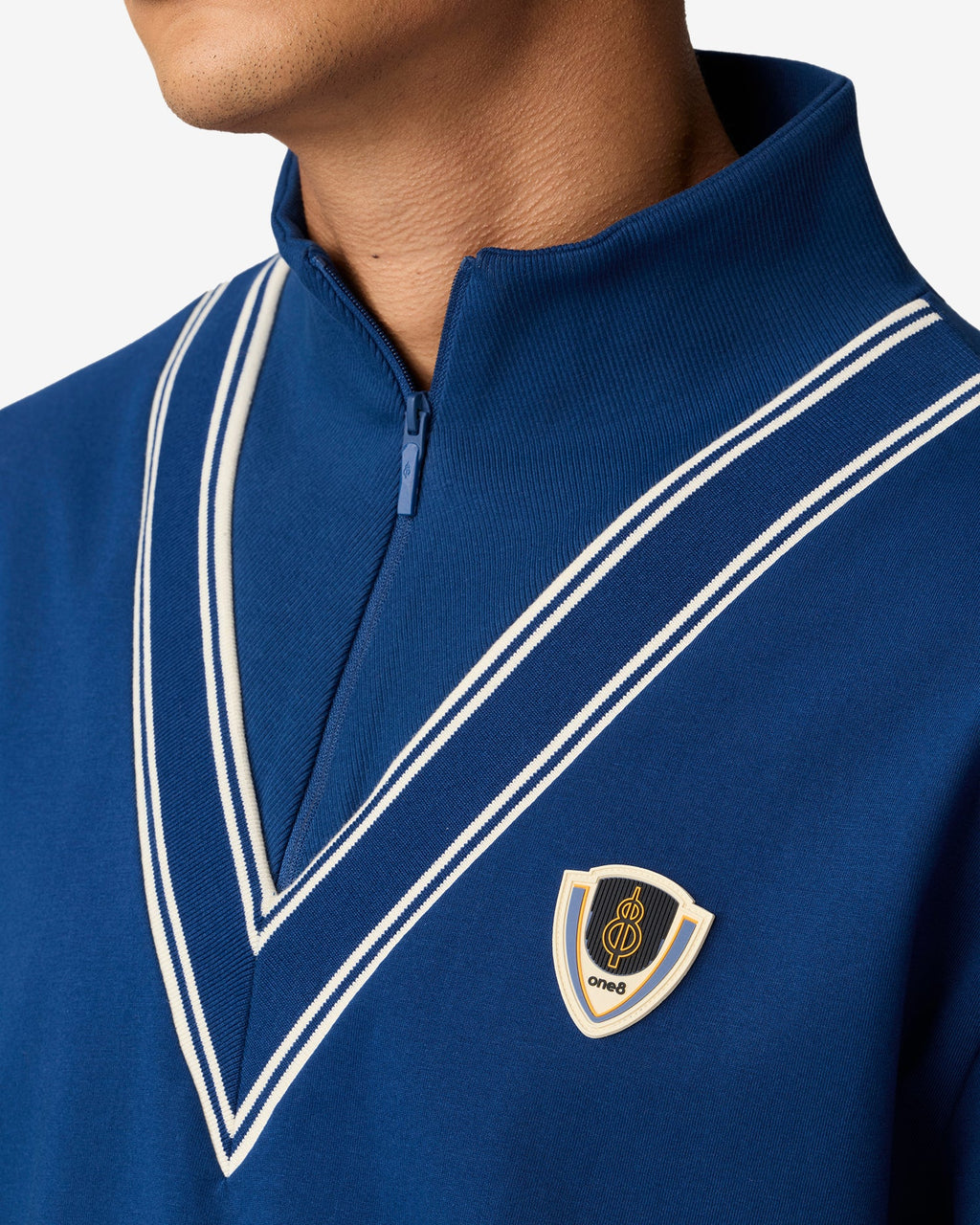 Cricket Ribbed Collar Sweatshirt - Blue