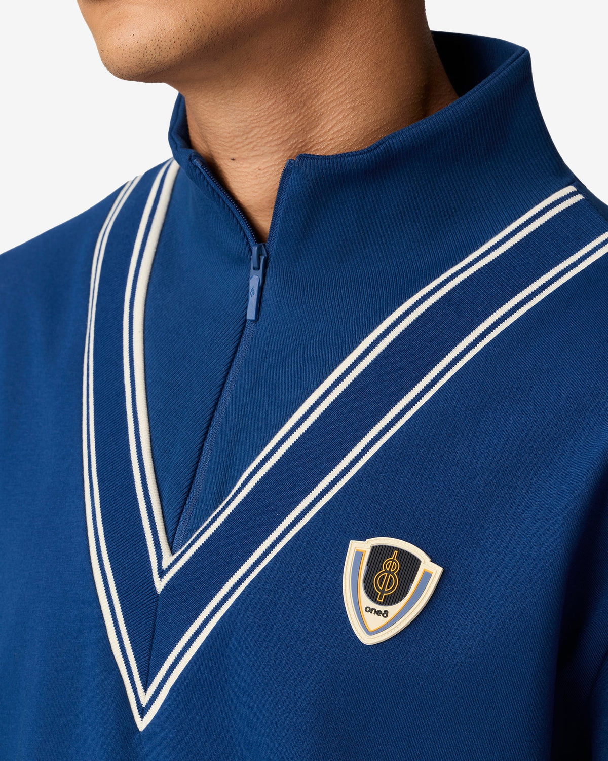 Cricket Ribbed Collar Sweatshirt - Blue