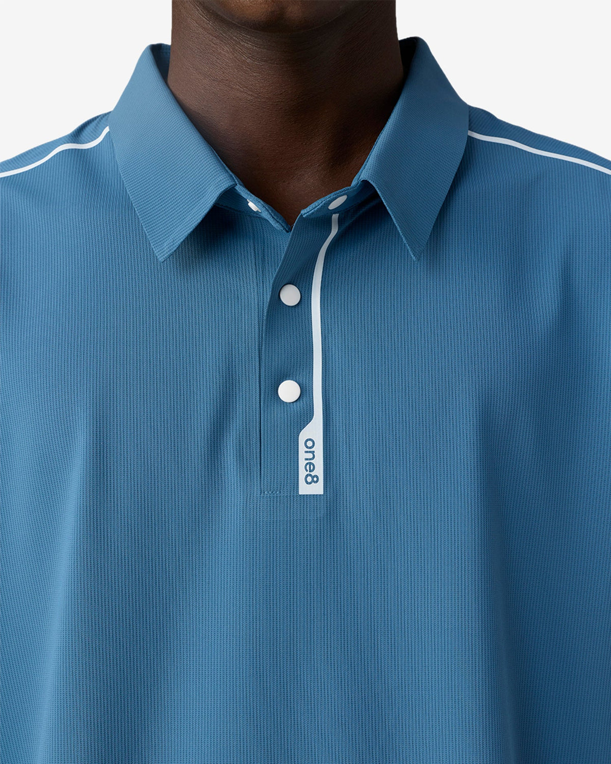 Pin High Placket Cut Polo - Blue