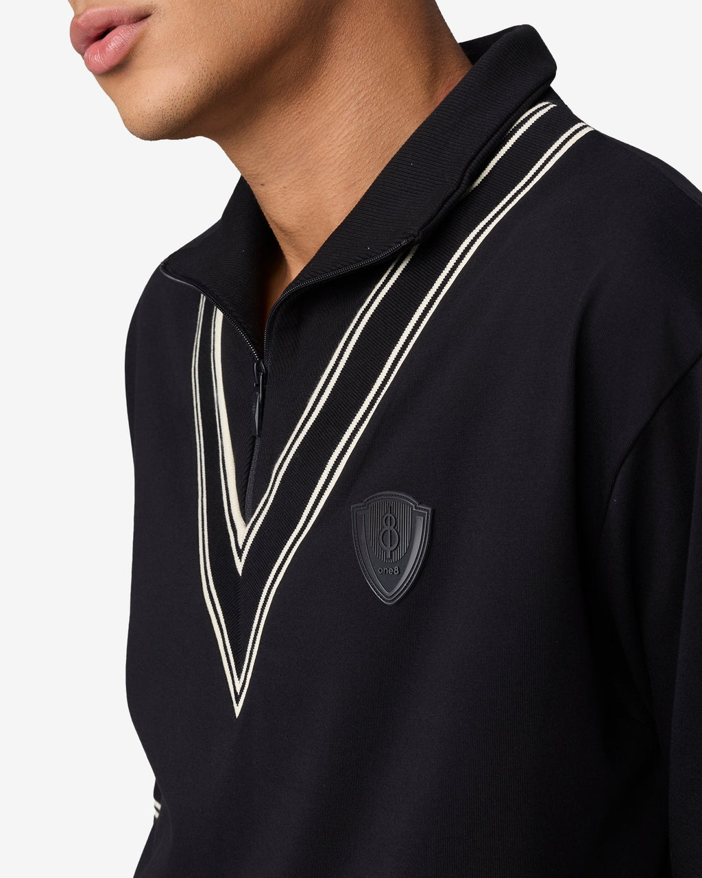 Cricket Ribbed Collar Sweatshirt - Black