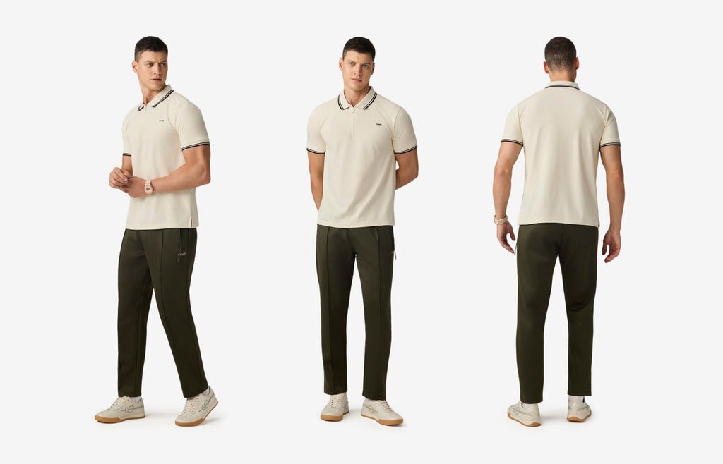 Half Zip Athletic Polo - White