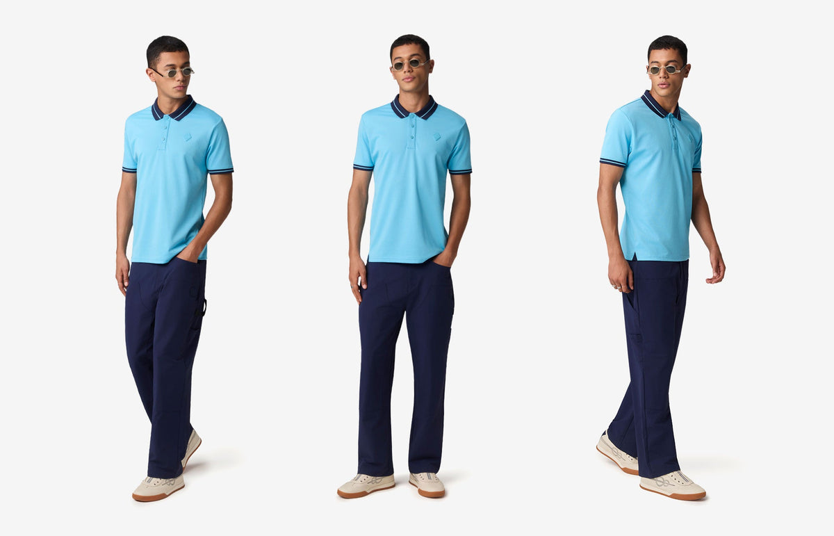 Jacquard Collar Polo - Blue