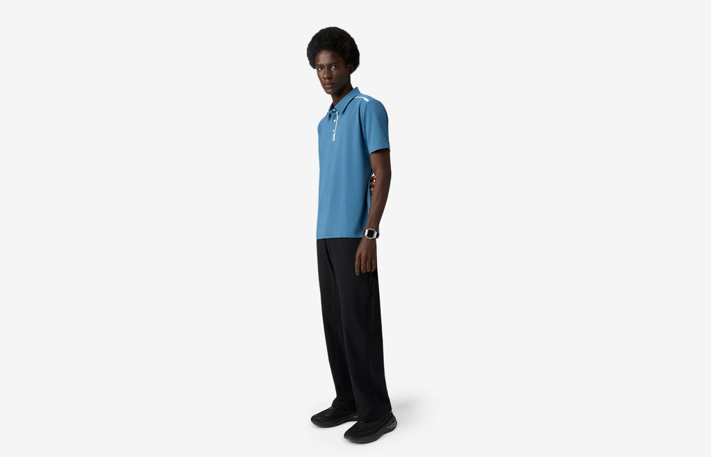 Pin High Placket Cut Polo - Blue