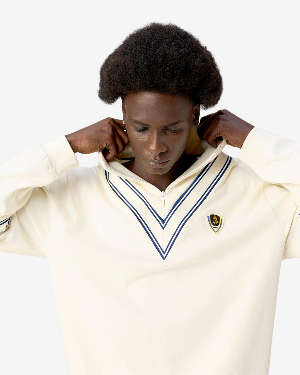 Cricket Ribbed Collar Sweatshirt - White