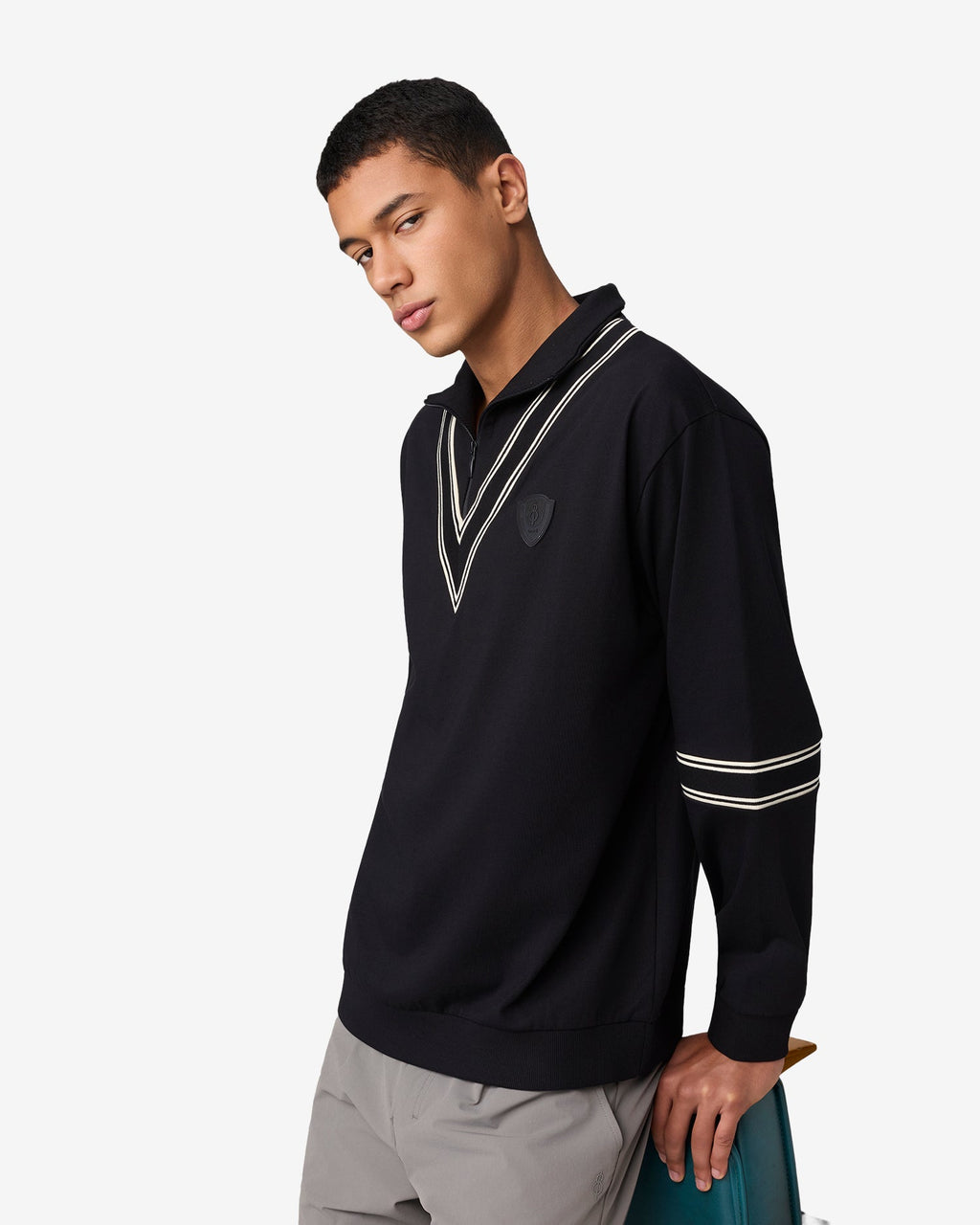 Cricket Ribbed Collar Sweatshirt - Black