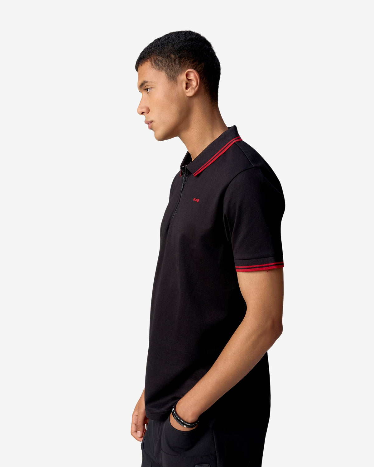 Half Zip Athletic Polo - Black