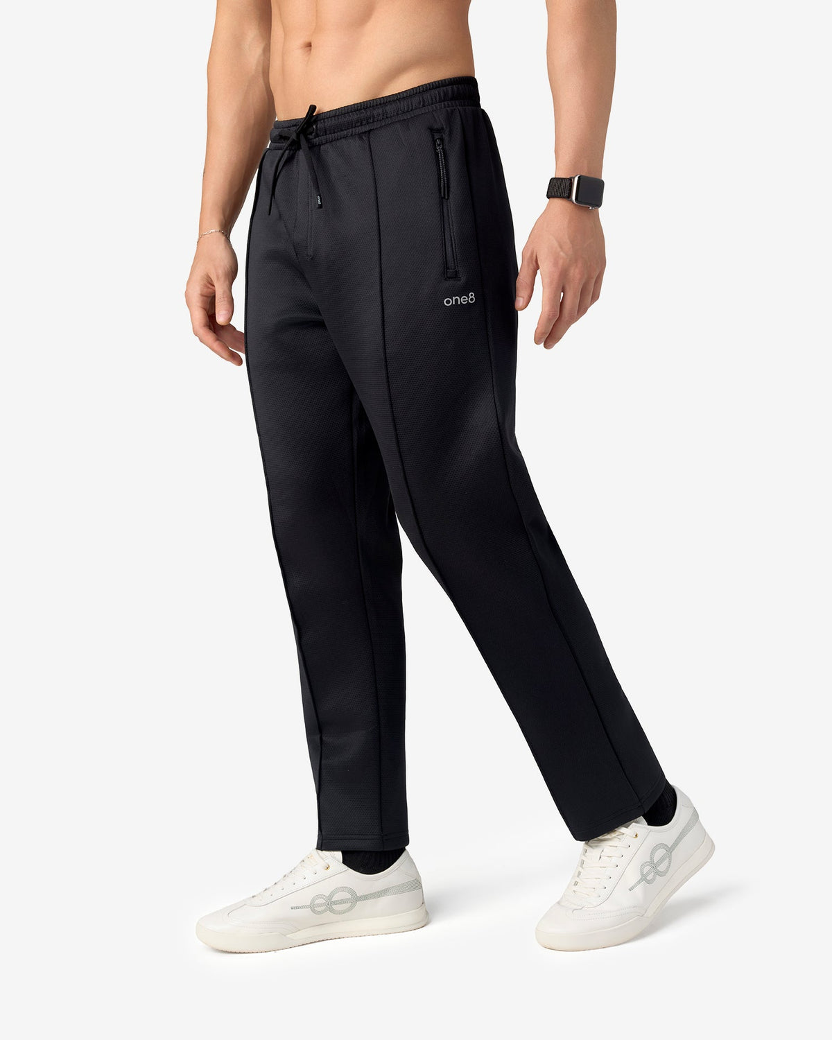 Pin Tuck Track Pants - Black