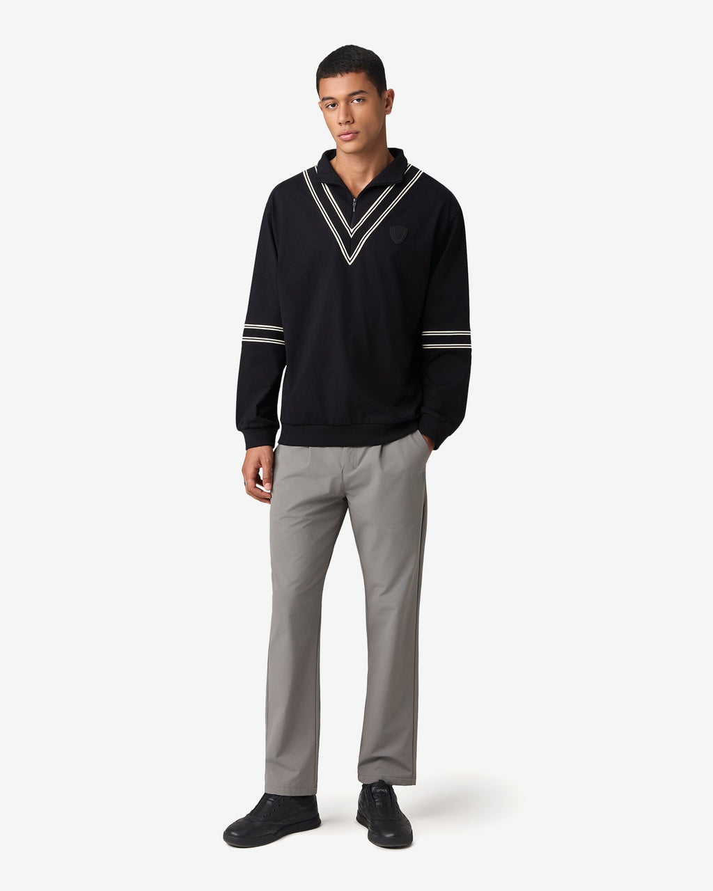 Cricket Ribbed Collar Sweatshirt - Black
