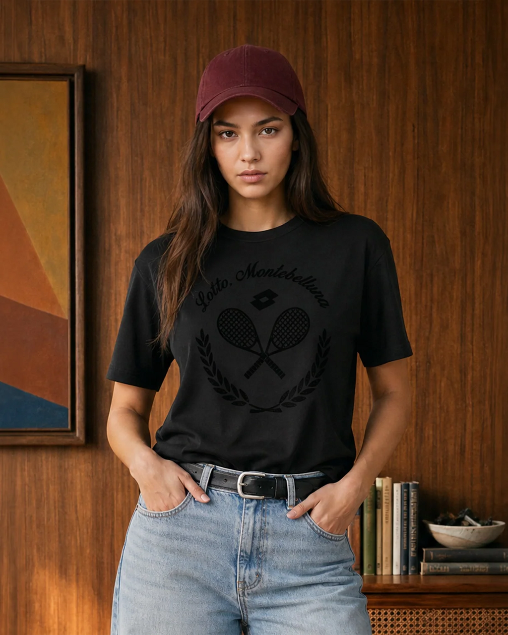 Courtline Flocked Tee - Black Beauty