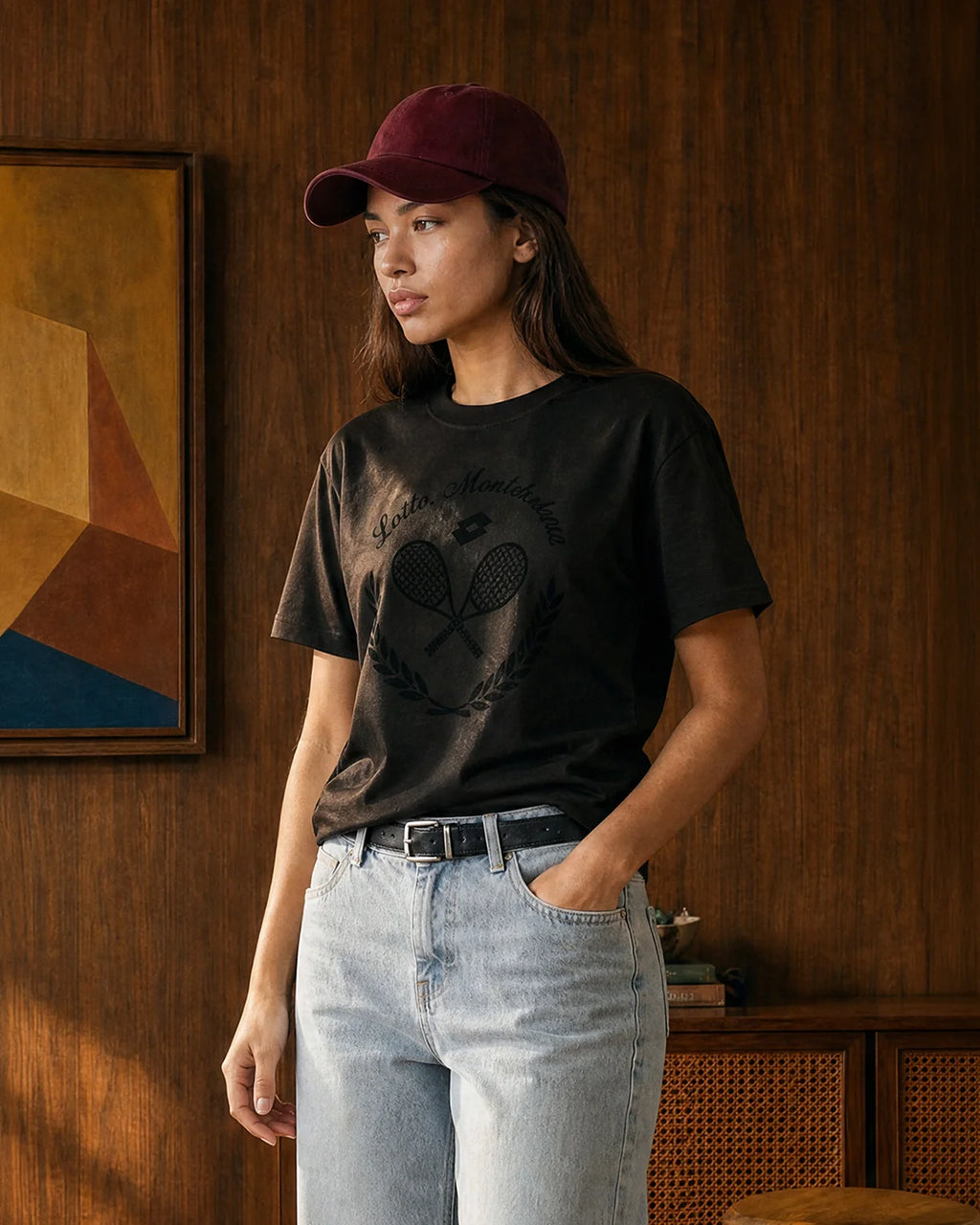 Courtline Flocked Tee - Black Beauty