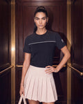 Courtline Checkered Colour Block Tee - Black Beauty