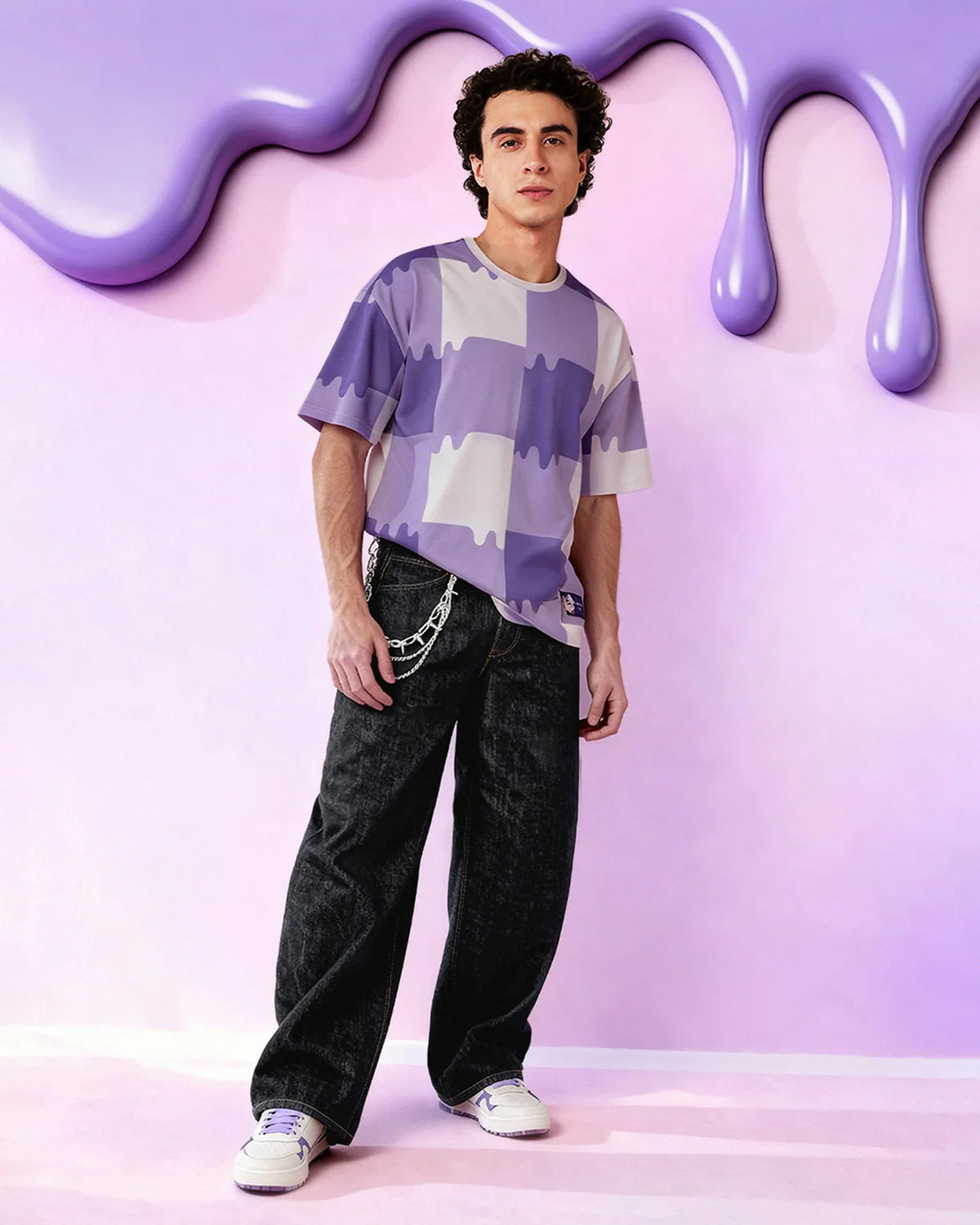 Melt Gingham Tee - Liquid Fire