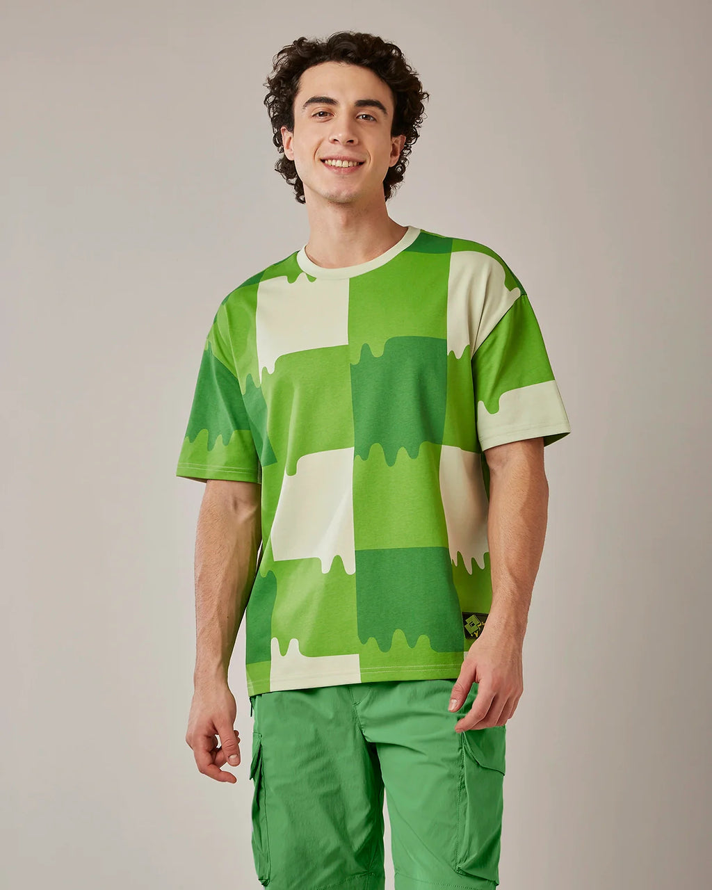 Melt Gingham Tee - Neon Burn