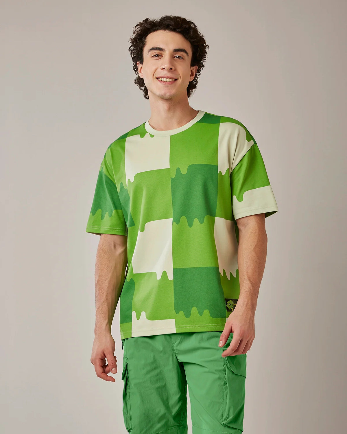 Melt Gingham Tee - Neon Burn