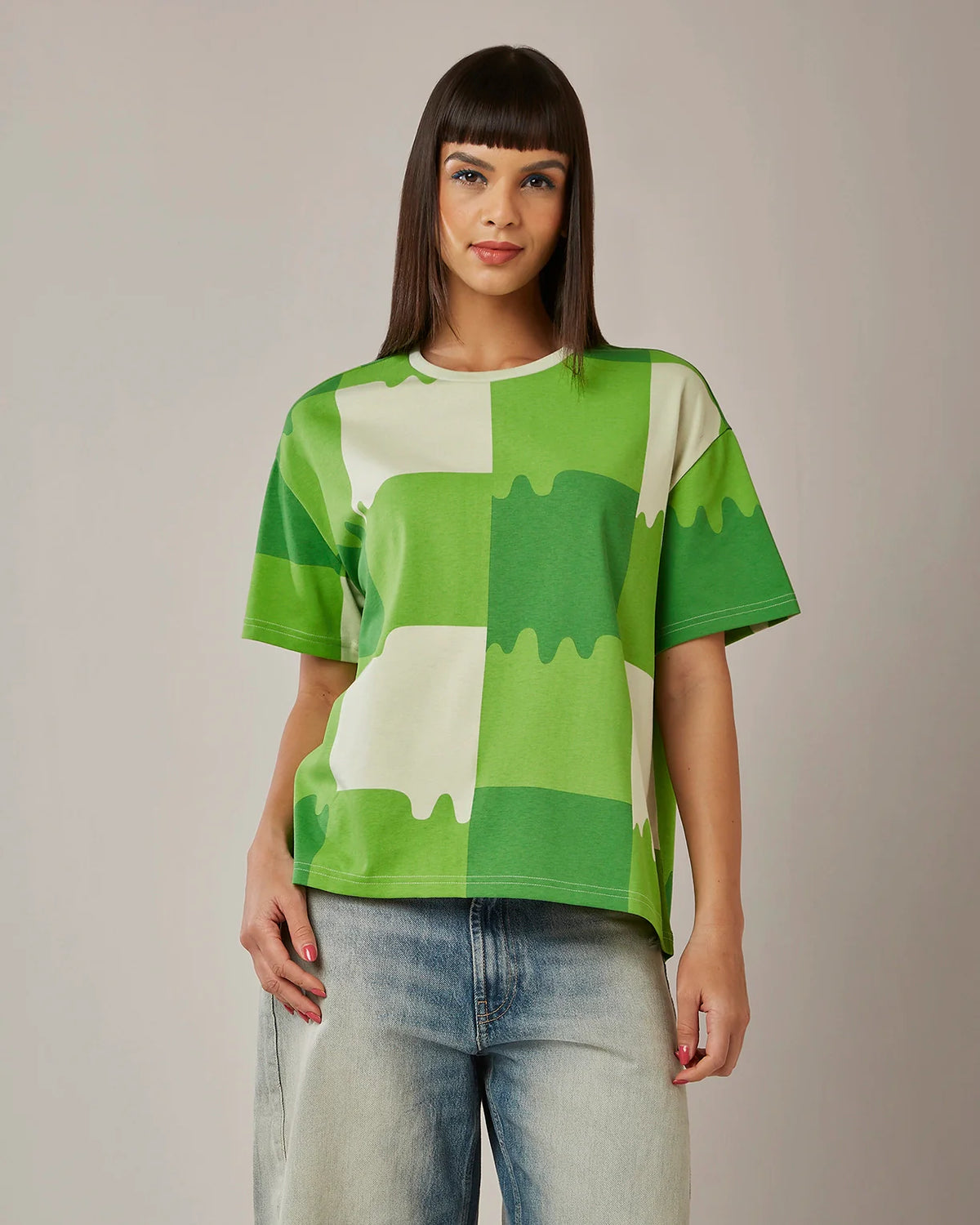 Melt Gingham Tee - Neon Burn