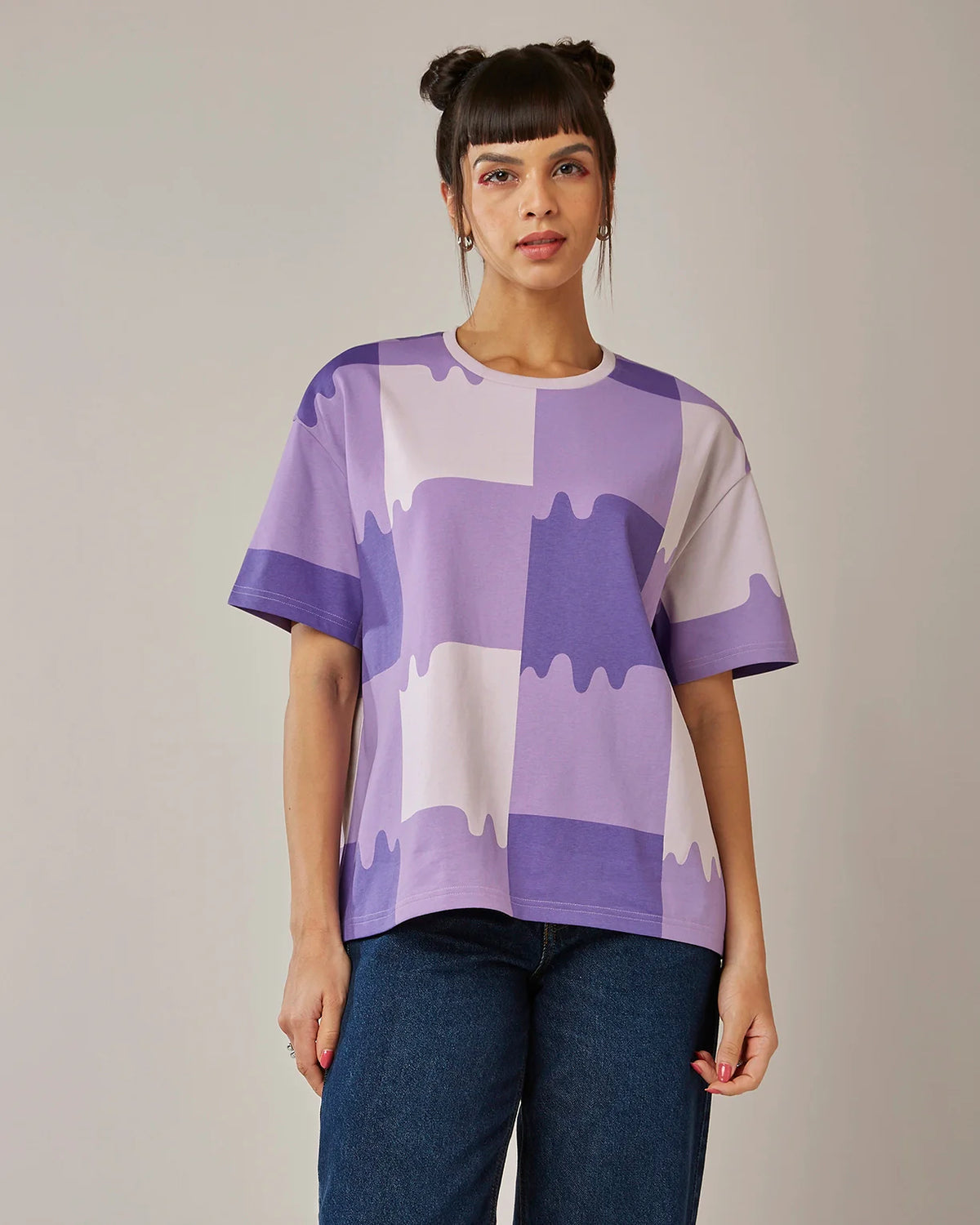 Melt Gingham Tee - Liquid Fire