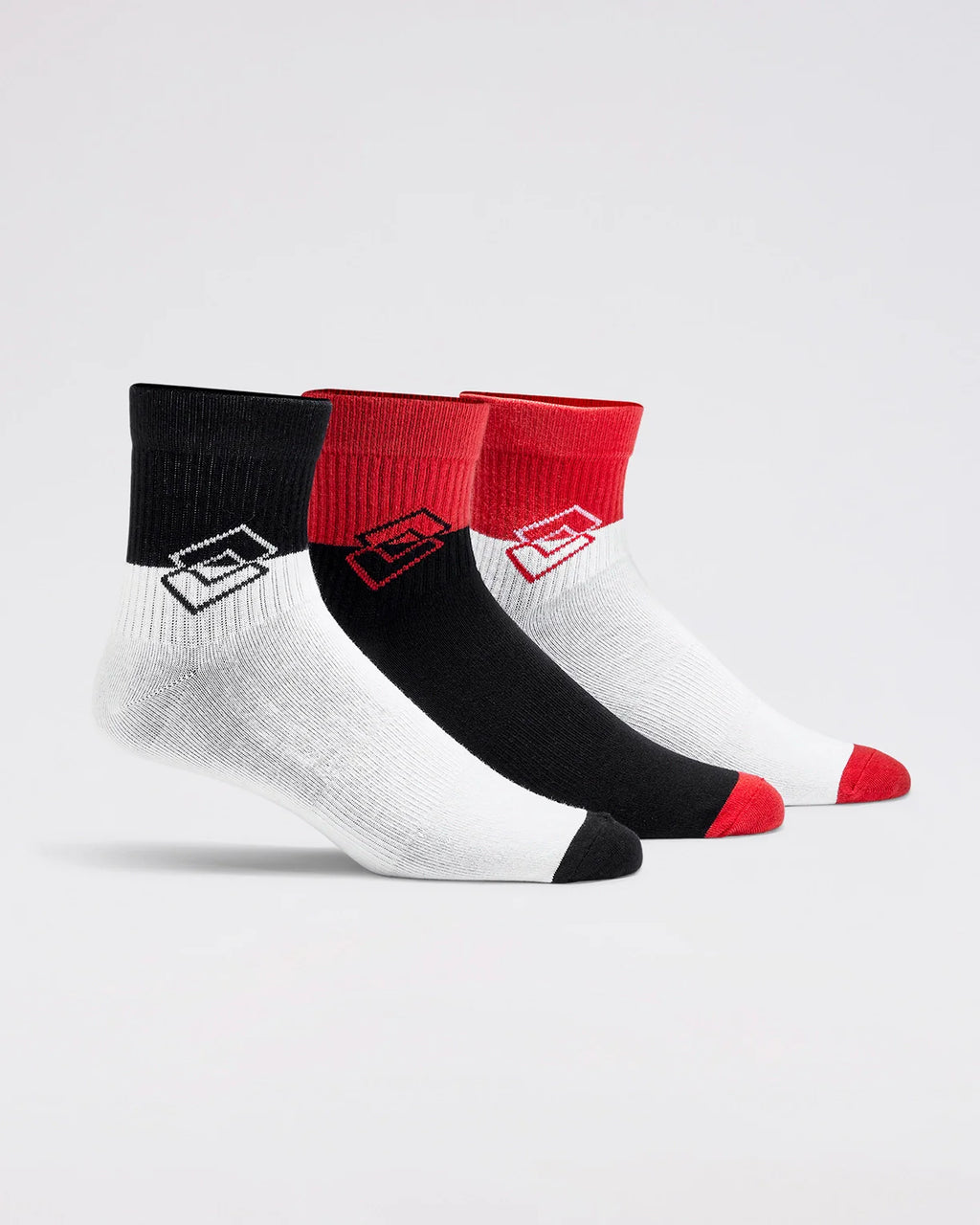 Lotto League Socks 1.0 Pack of 3 - Black Beauty-Fiery Red-Bright White