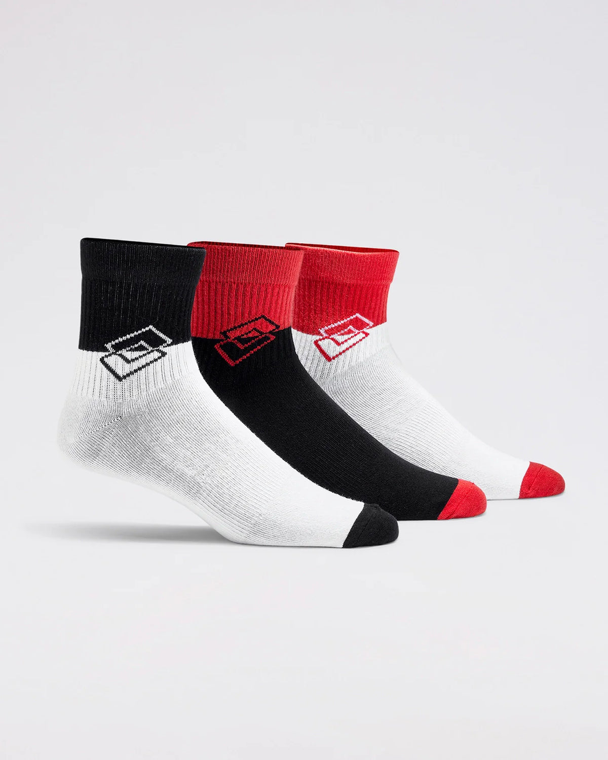 Lotto League Socks 1.0 Pack of 3 - Black Beauty-Fiery Red-Bright White