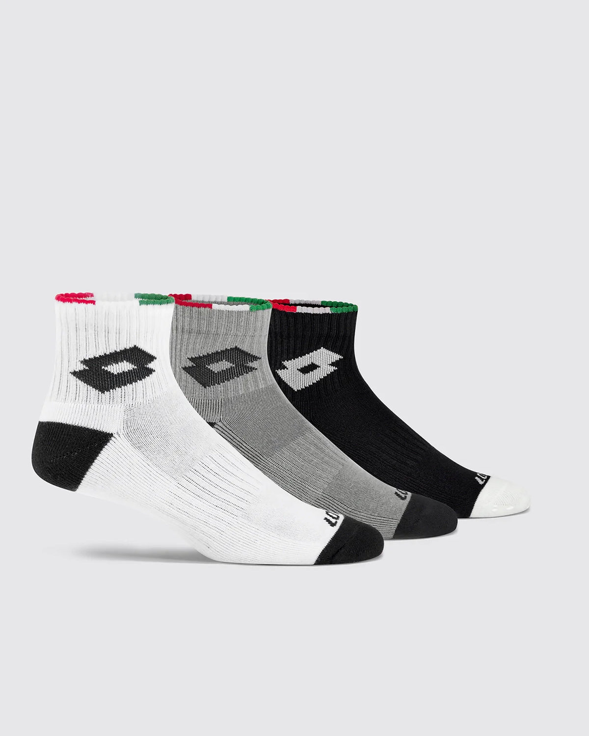 Lotto Kickoff Socks 2.0 Pack of 3 - Bright White, Black Beauty, Castle Rock
