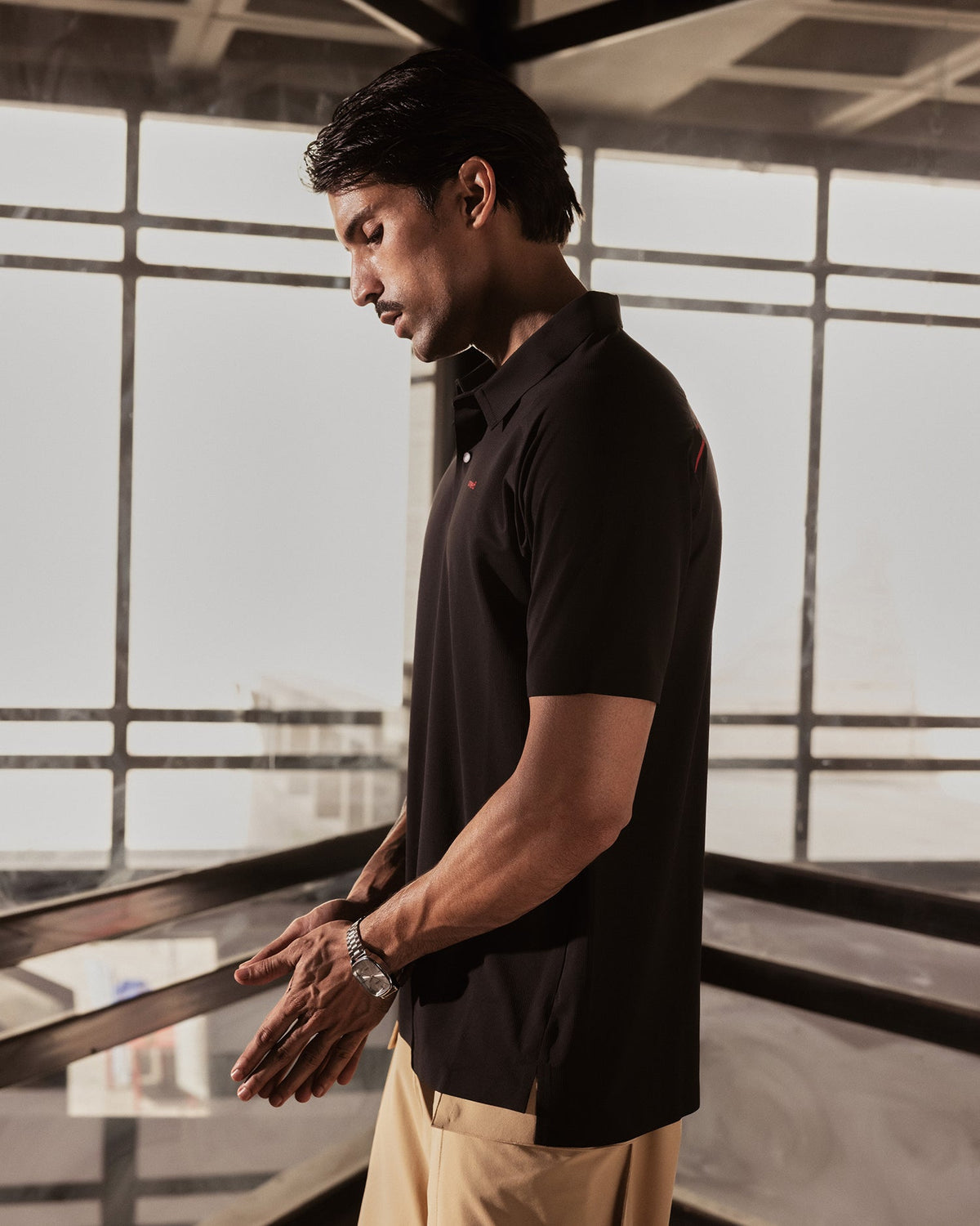 Sonic Curve Bonded Polo - Black