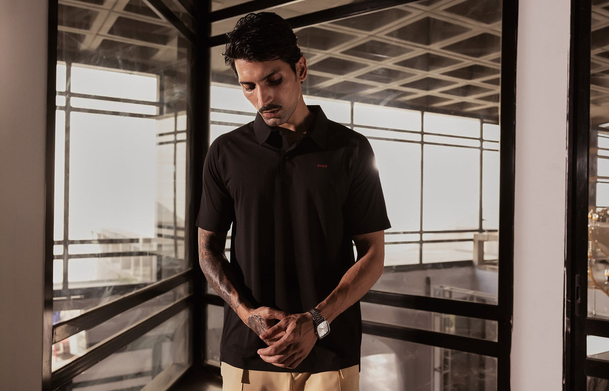 Sonic Curve Bonded Polo - Black