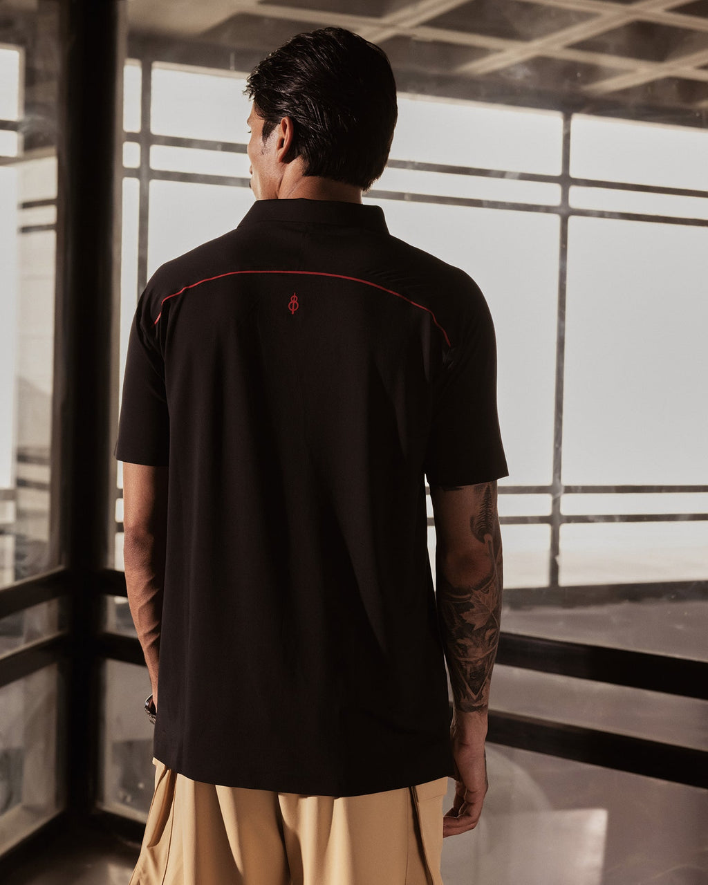 Sonic Curve Bonded Polo - Black