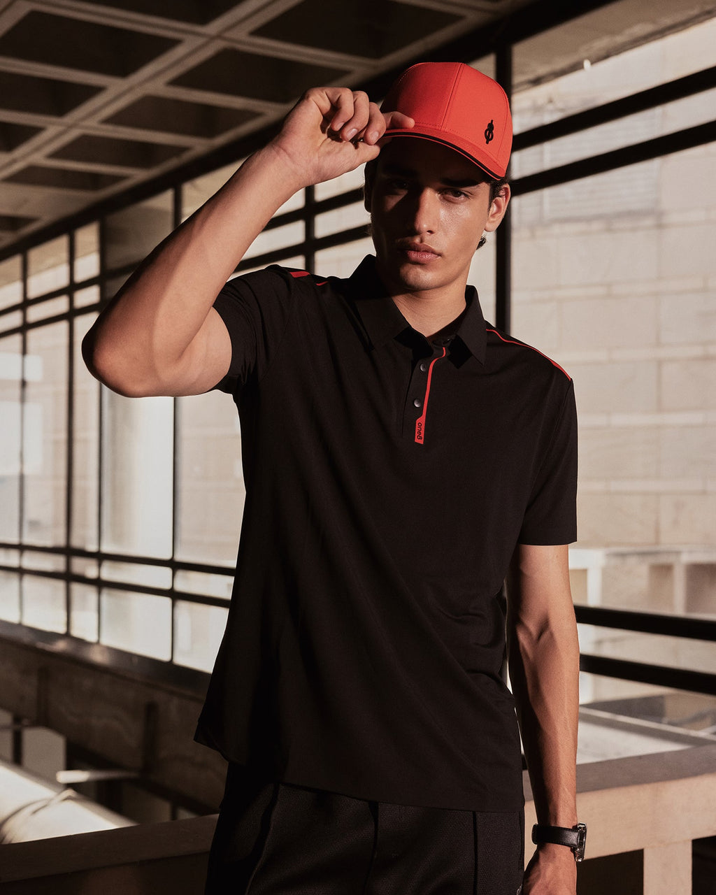 Pin High Placket Cut Polo - Black