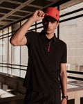 Pin High Placket Cut Polo - Black