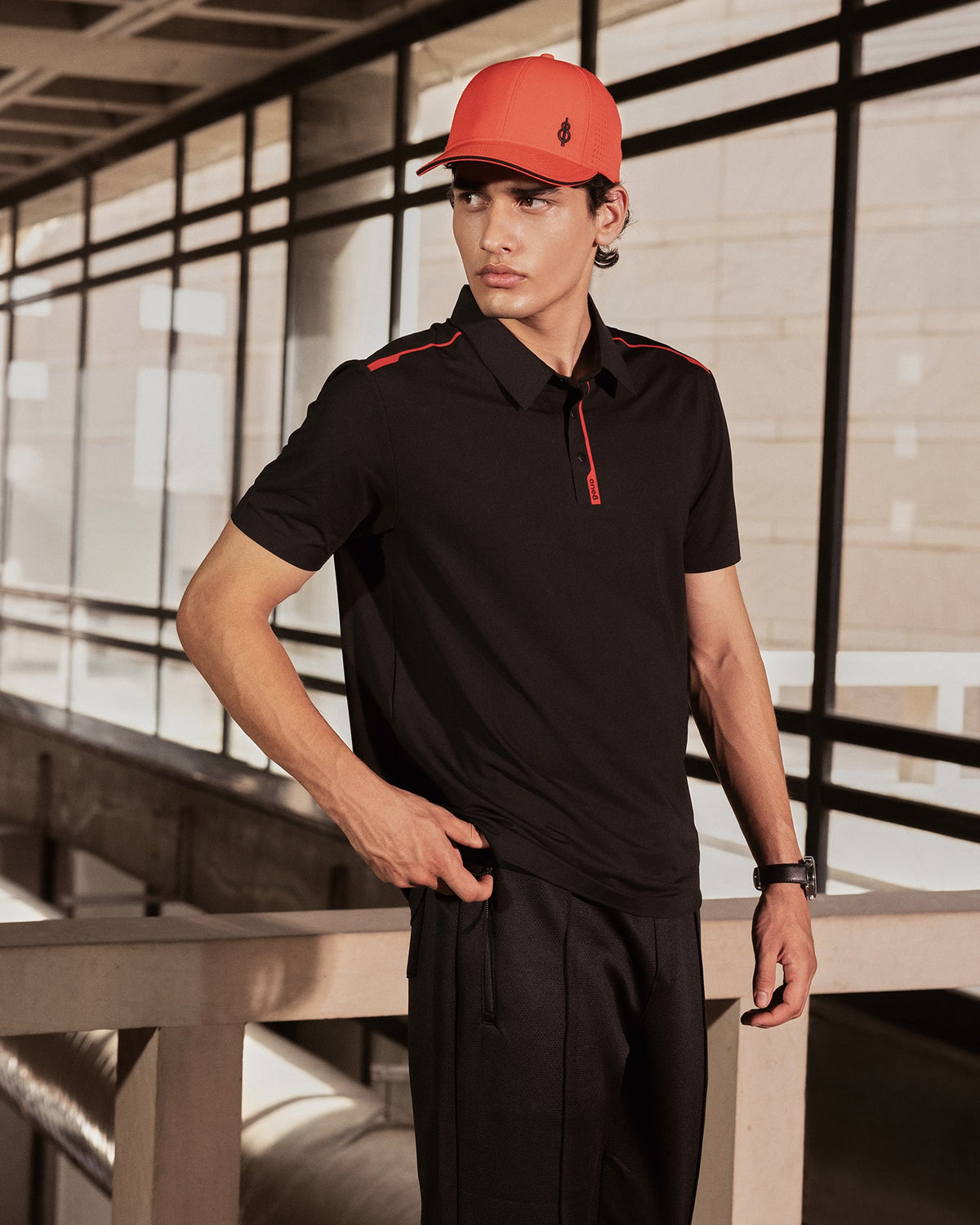 Pin High Placket Cut Polo - Black