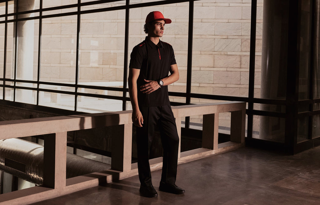 Pin High Placket Cut Polo - Black