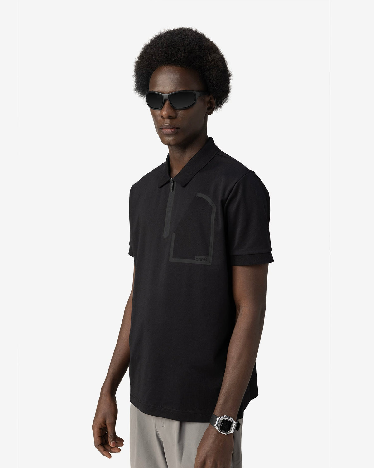 Bonded Pocket Polo - Black