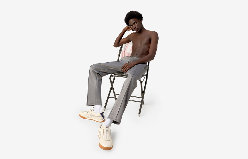 Pin Tuck Track Pants - Grey