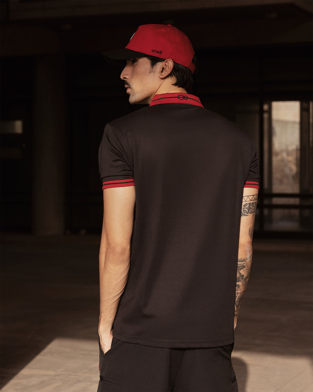 Jacquard Collar Polo - Black