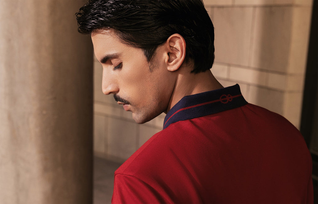 Jacquard Collar Polo - Red